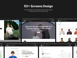 Thumb Showcase of 50+ screen designs covering various e-commerce user flows
