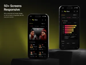 Thumb Olive preview showing responsive mobile app layouts.
