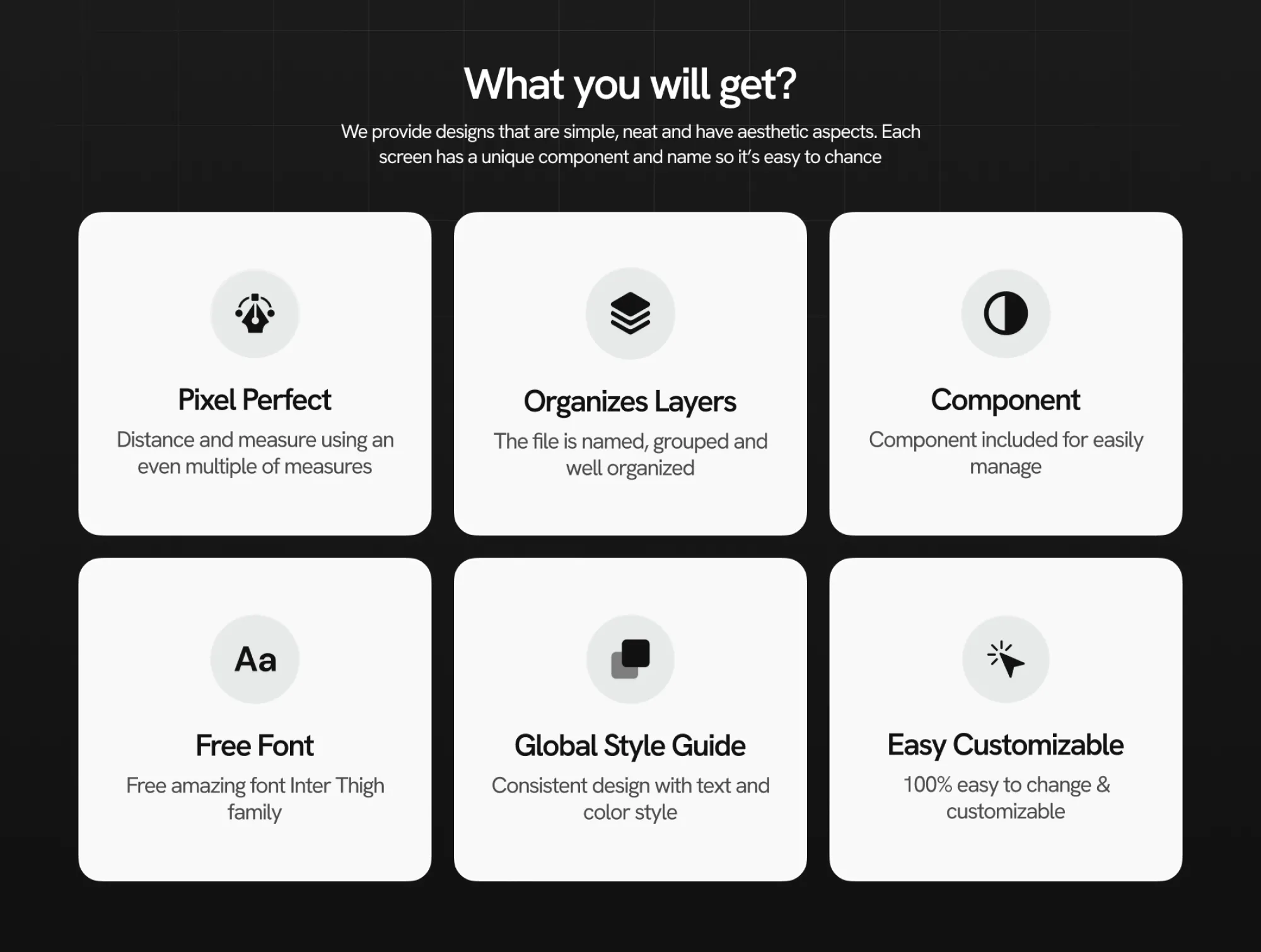 What you will get feature overview cards