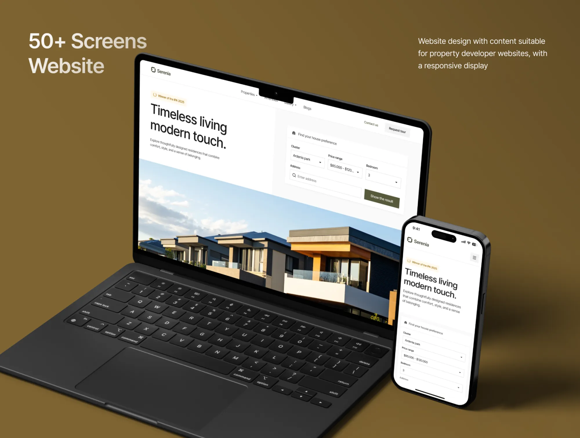 Desain UI/UX Serenia - Real Estate Management UI-Kit mockup