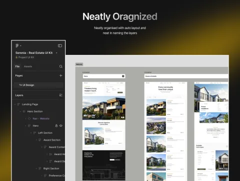 Desain UI/UX Serenia - Real Estate Management UI-Kit mockup