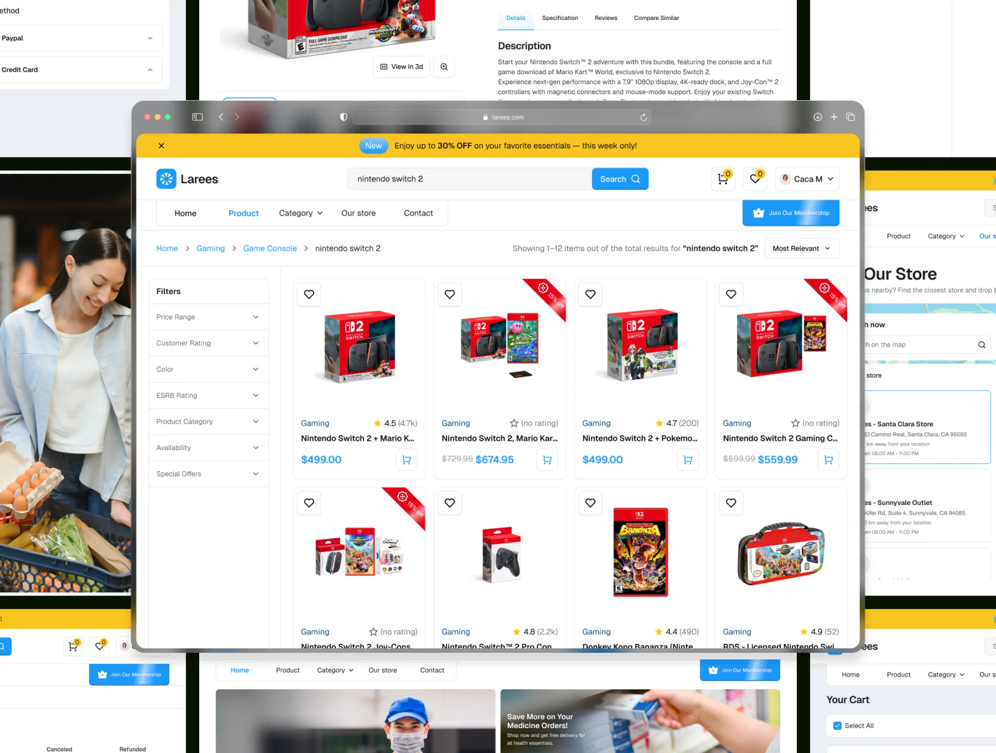 Larees E-commerce store search results interface preview