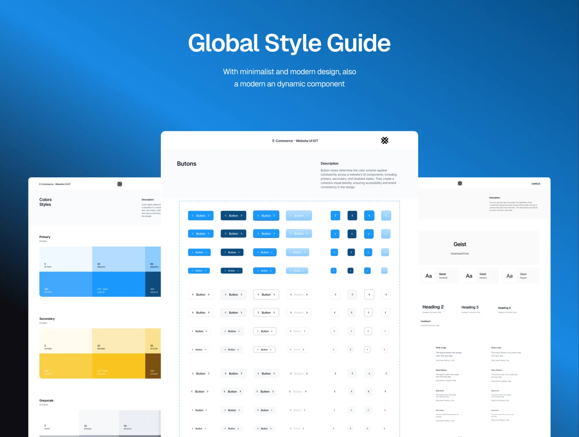 Larees global style guide including color palettes and typography preview
