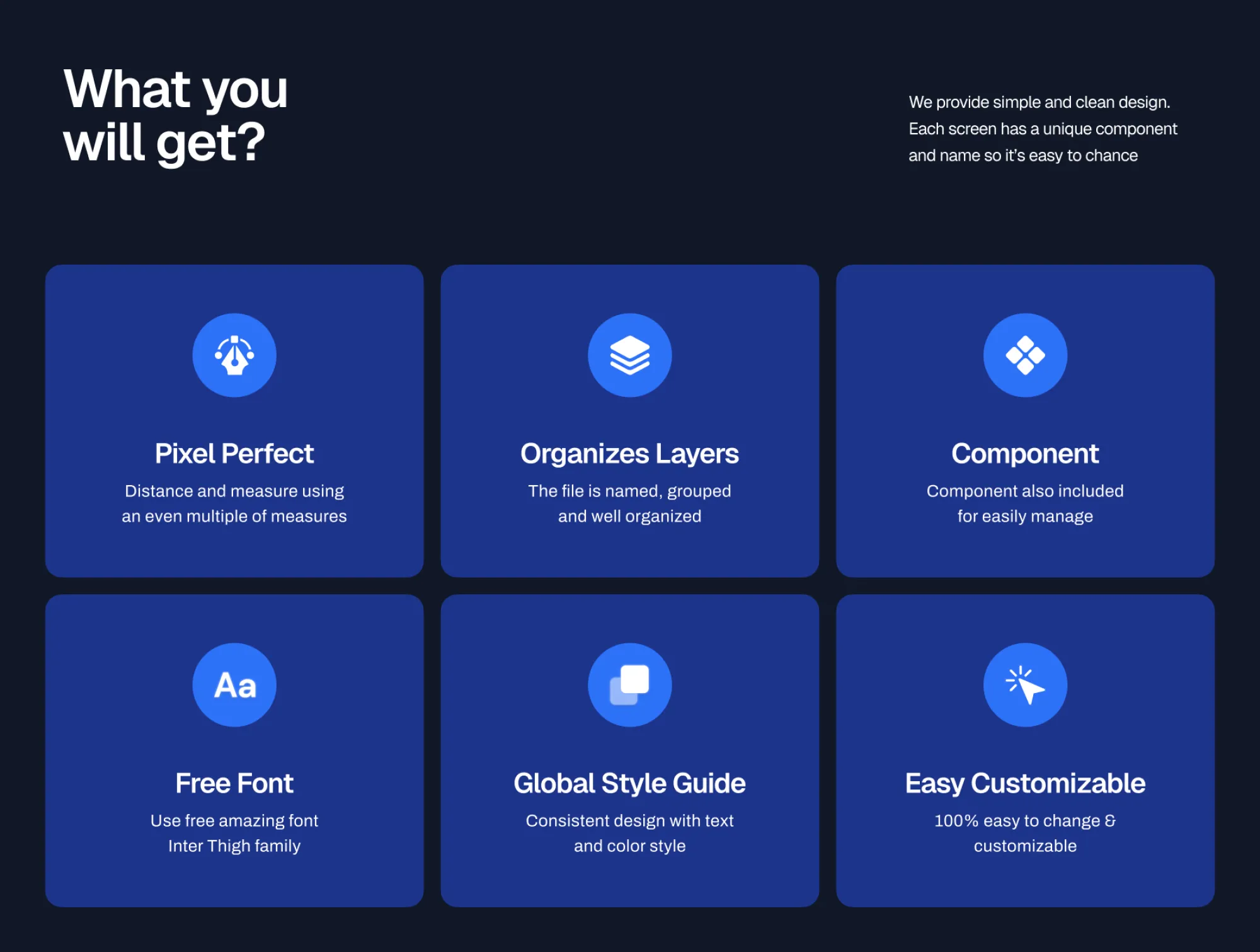 What you will get feature cards highlighting design quality