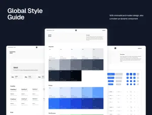 Thumb Global style guide showing color palettes and typography