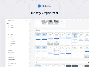 Thumb Holadoc Figma layer organization and screen overview