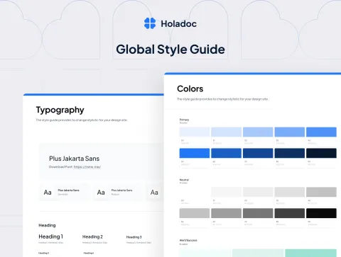 Holadoc global style guide with typography and color palette