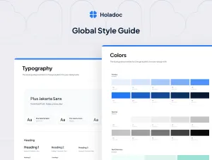 Thumb Holadoc global style guide with typography and color palette