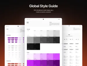 Thumb Global Style Guide showcasing color palettes, greyscale, and typography