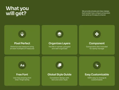 What you will get feature overview with icons