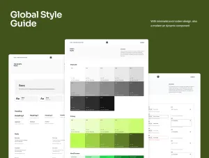 Thumb Global style guide showcasing typography and color palette